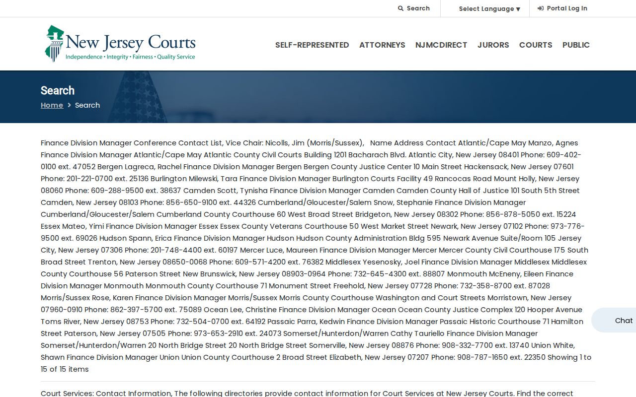 Marlboro residents directory reference showing New Jersey courts case search