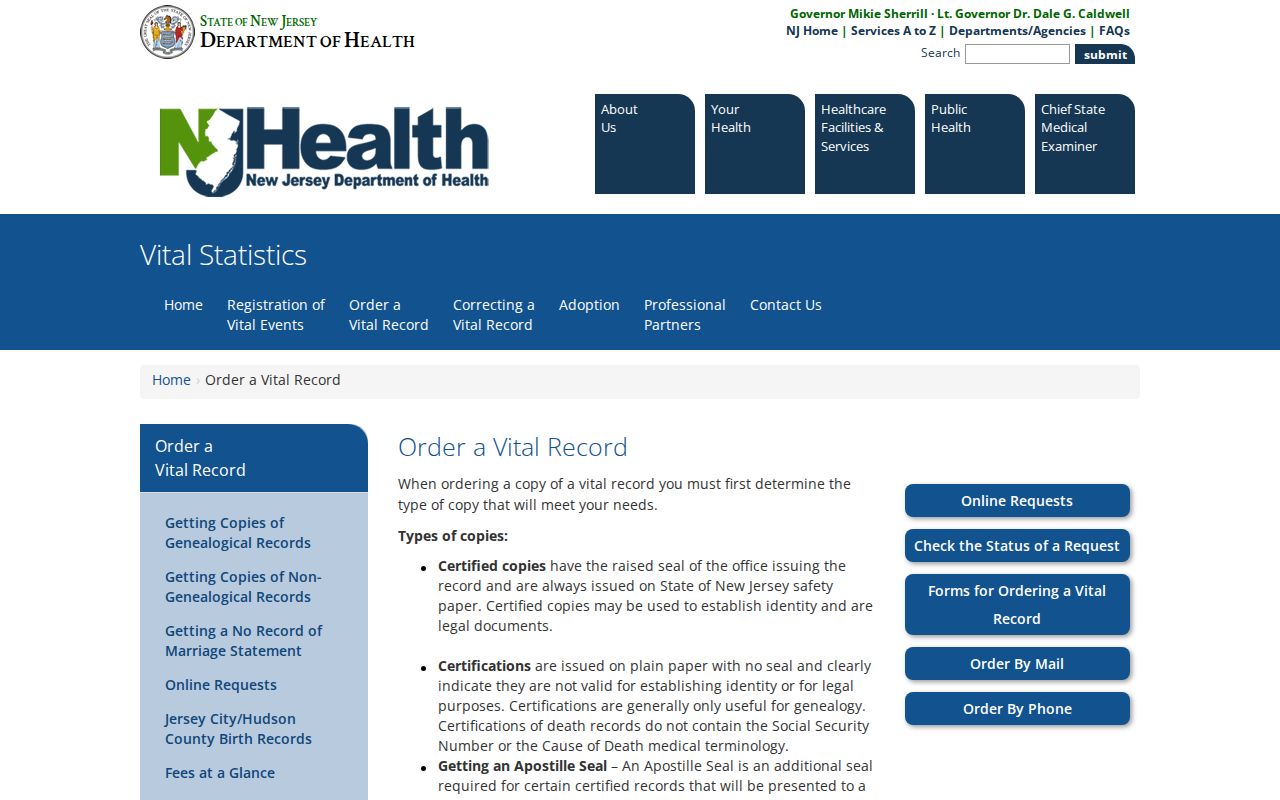 Marlboro residents directory reference showing New Jersey vital records ordering